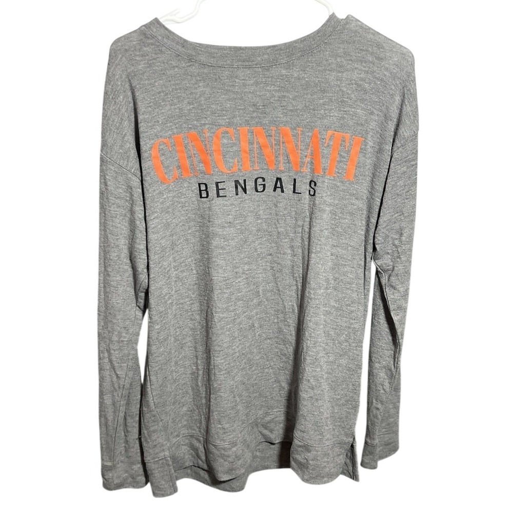 Cincinnati Bengals NFL Team Apparel Womens Grey Long Sleeve Sleepwear Shirt M